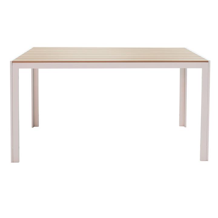 Nares pakoworld table aluminum white-polywood natural 140x80x72.5cm