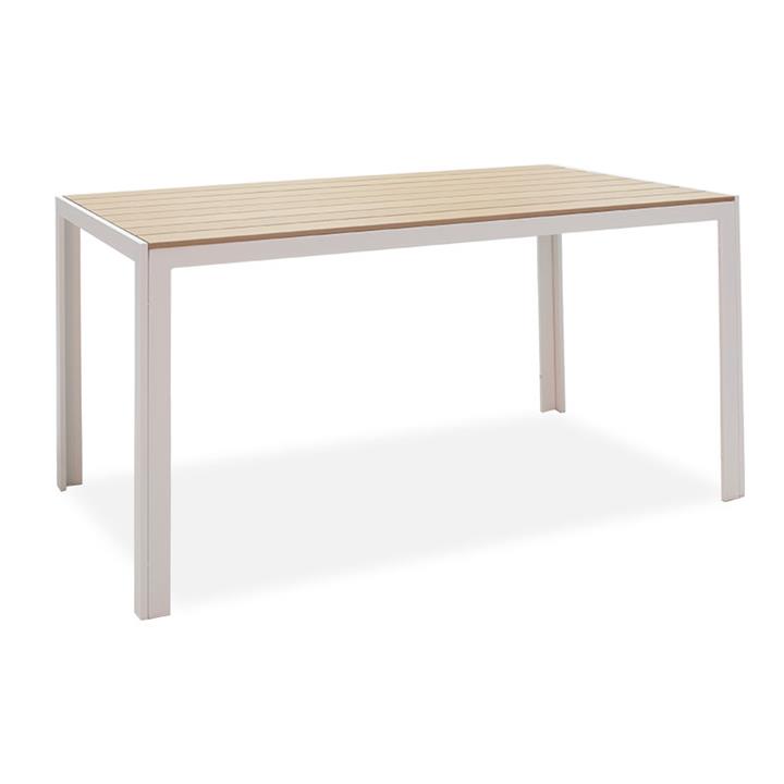 Nares pakoworld table aluminum white-polywood natural 140x80x72.5cm
