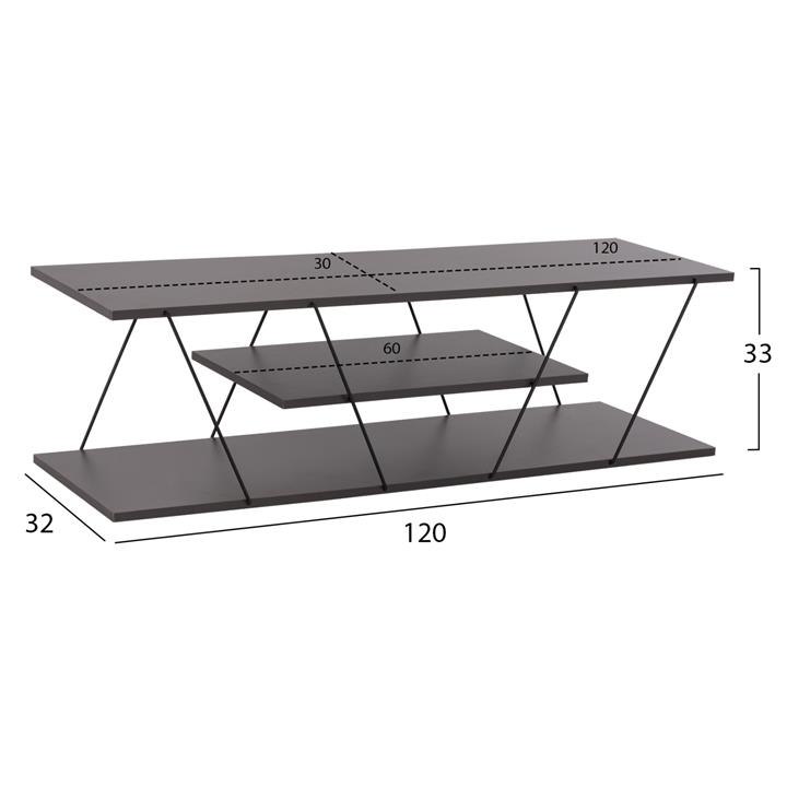 TV STAND TARS HM8922.20 MELAMINE GREY 120x32x33Hcm.