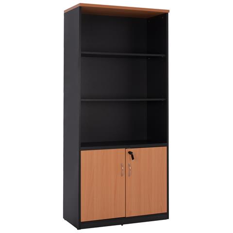 Professional office bookcase HM2014.01 oak color with 2 doors 80Χ40Χ180