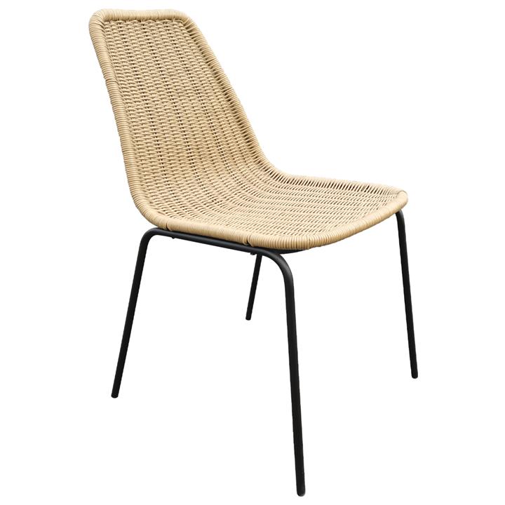 CHAIR PROFESSIONAL HM5867.01 METAL BLACK WITH RATTAN NATURAL 50x61x82Hcm.