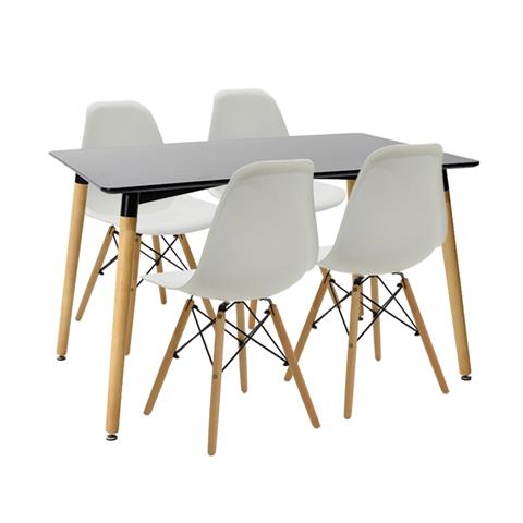 Natali-Julita pakoworld dining set set 5pcs black-white - natural 120x80x76cm