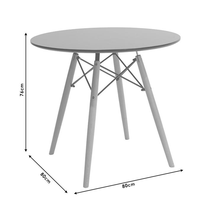 Dining set 5pcs Julita-Gaston pakoworld black-white-natural D80x73cm