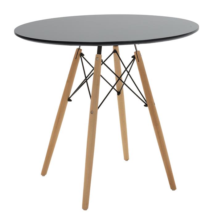 Dining set 5pcs Julita-Gaston pakoworld black-white-natural D80x73cm