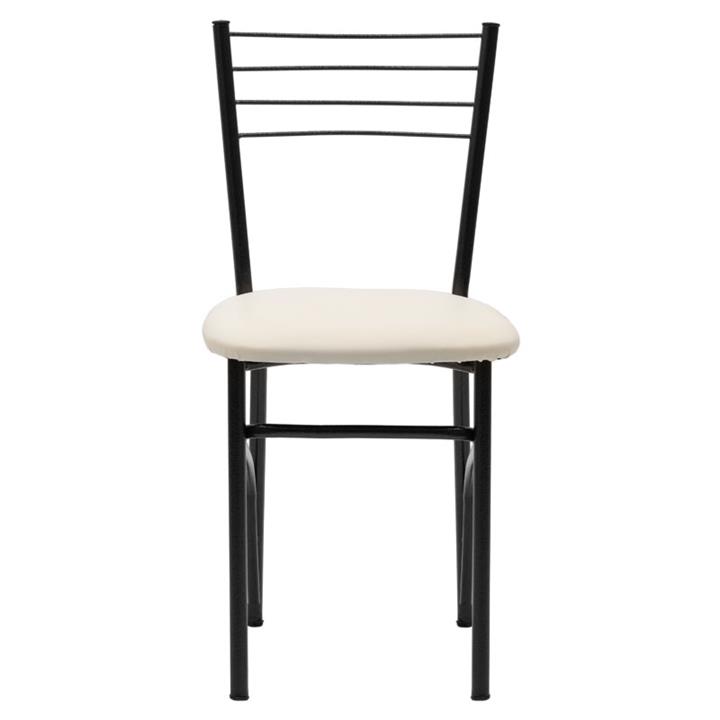Chair PWF-0642 pakoworld pu ecru-metal black gloss