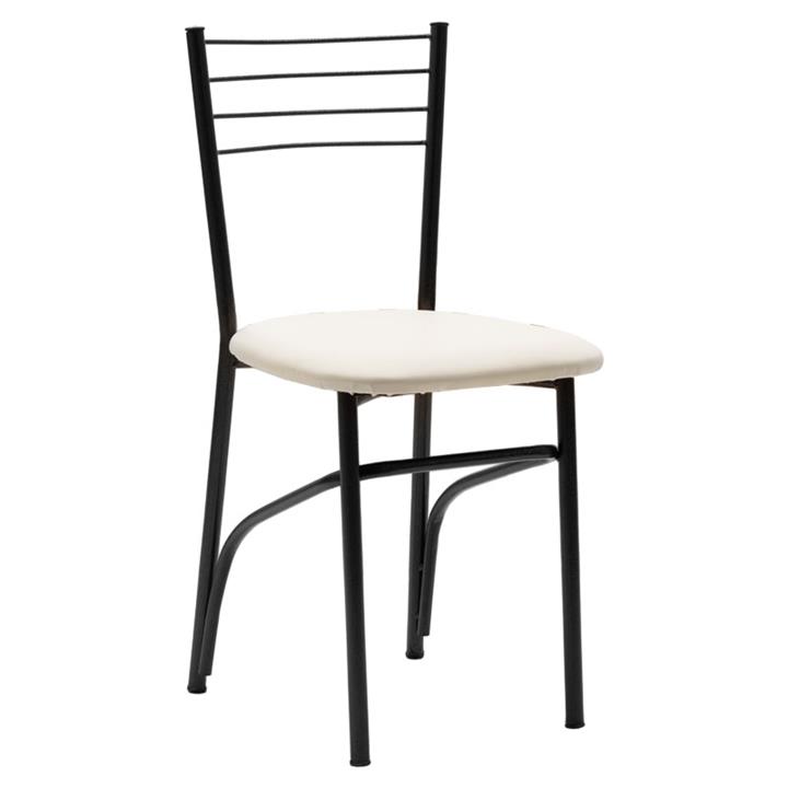 Chair PWF-0642 pakoworld pu ecru-metal black gloss