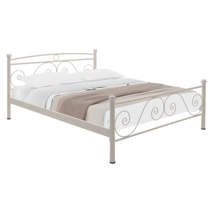 Double bed PWF-0653 pakoworld metallic color white 150x200cm