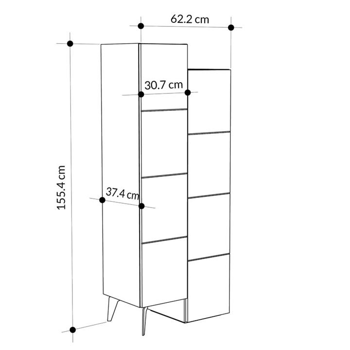 Multipurpose cabinet Romane cabinet pakoworld natural 62.2x37.4x155.4cm