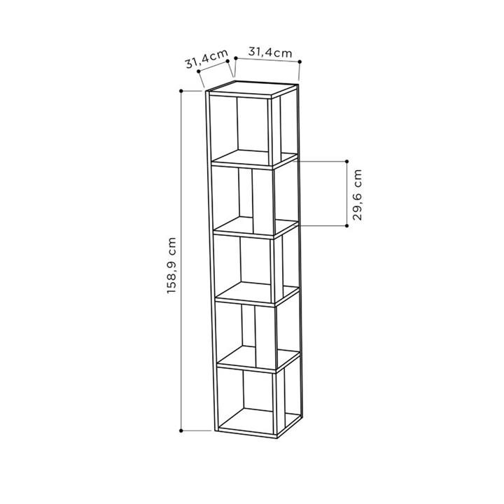 Corner bookcase Raphael pakoworld natural 31.5x31.5x159cm