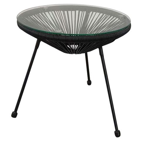 SIDE TABLE ALLEGRA PROFESSIONAL BLACK METAL AND BLACK RATTAN Φ45x45Hcm.HM5874.01