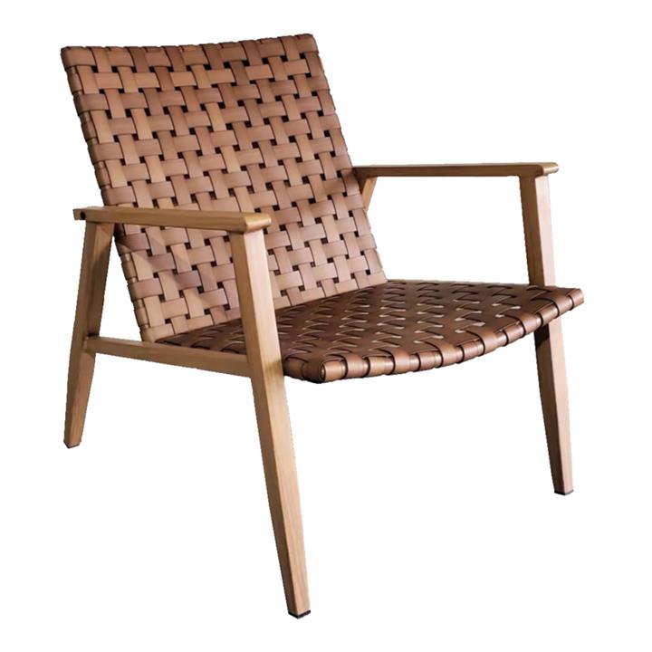 ARMCHAIR METAL WOOD-LOOK & RATTAN LEATHER-LOOK 62x73x76Hcm.HM5868.01