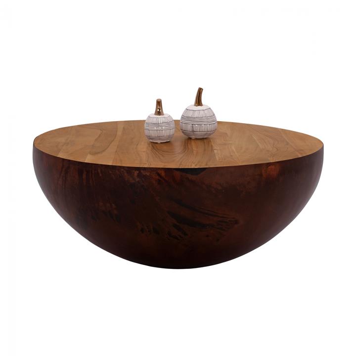 Decorative coffee table Bowl Round Φ90x40cm Rusty with acacia wood HM8717.02