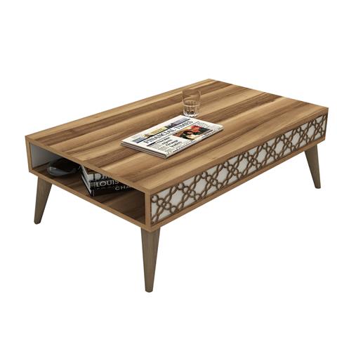 COFFEE TABLE MELAMINE HM9499.03 IN WALNUT COLOR WITH CREAM SIDES 105x60x36.6Hcm.