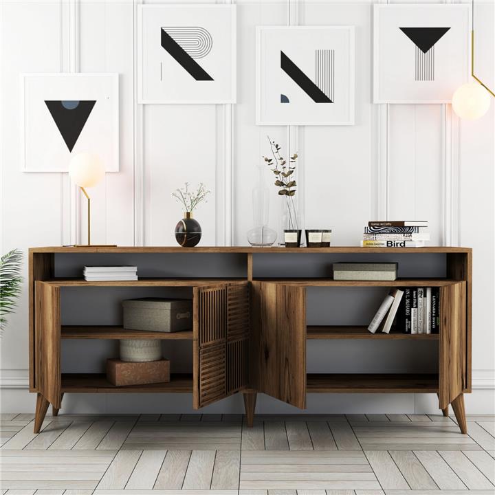 BUFFET MELAMINE HM9431.04 IN WALNUT COLOR 180x35x78.6Hcm.