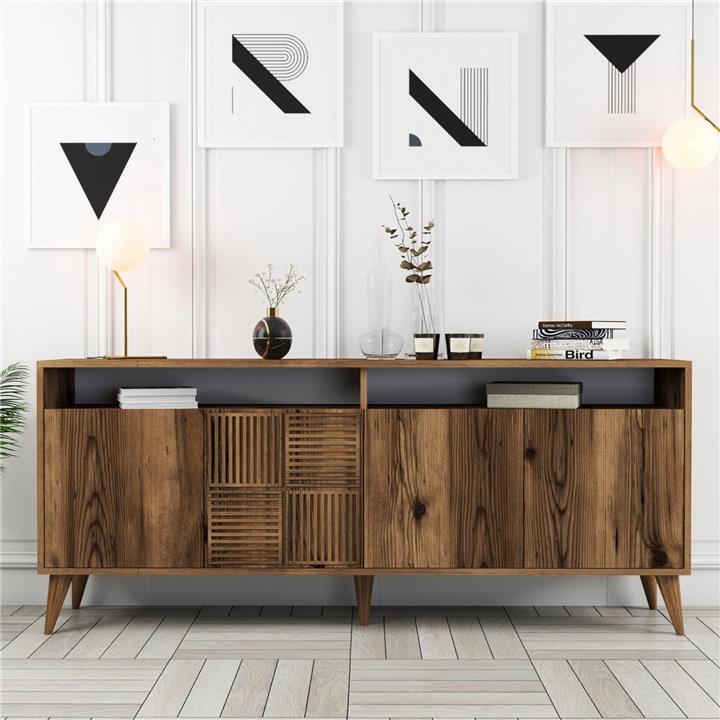 BUFFET MELAMINE HM9431.04 IN WALNUT COLOR 180x35x78.6Hcm.
