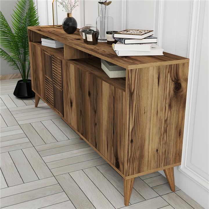 BUFFET MELAMINE HM9431.04 IN WALNUT COLOR 180x35x78.6Hcm.