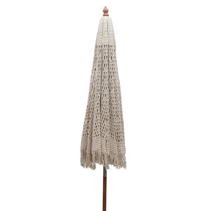 Garden umdrella Brilie pakoworld wood-macrame D2.70x2.60 m ecru