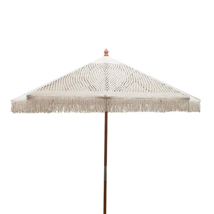Garden umdrella Brilie pakoworld wood-macrame D2.70x2.60 m ecru