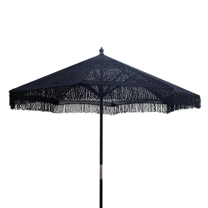 Garden umdrella Brilie pakoworld wood-macrame D2.70x2.60m black
