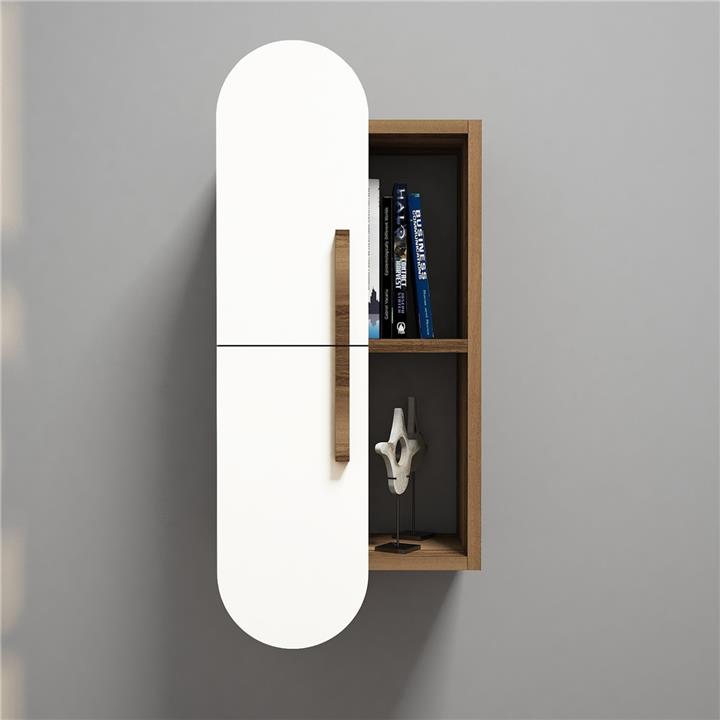WALL SHELVES HM9522.03 MELAMINE IN WALNUT WITH WHITE DOORS 35x22x80Hcm.
