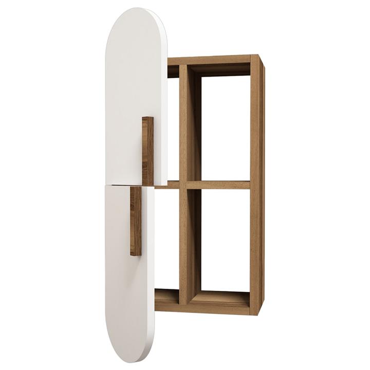 WALL SHELVES HM9522.03 MELAMINE IN WALNUT WITH WHITE DOORS 35x22x80Hcm.