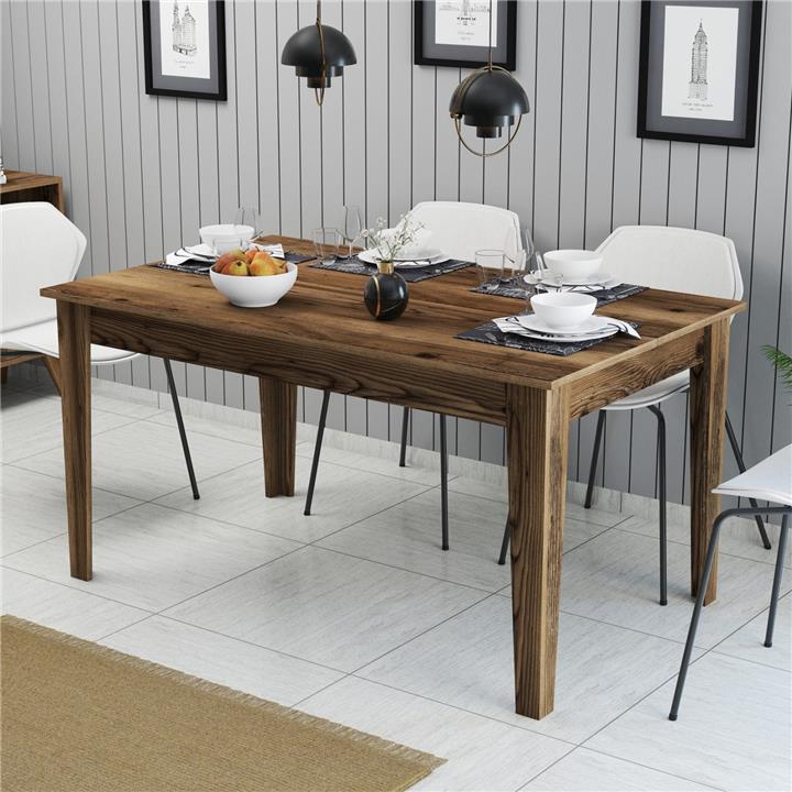 DINING TABLE HM9507.04 MELAMINE WALNUT WITH STORAGE SPACE 145x88x75Hcm.