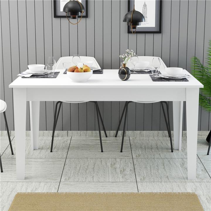 DINING TABLE HM9507.06 MELAMINE WΗΙΤΕ WITH STORAGE SPACE 145x88x75Hcm.