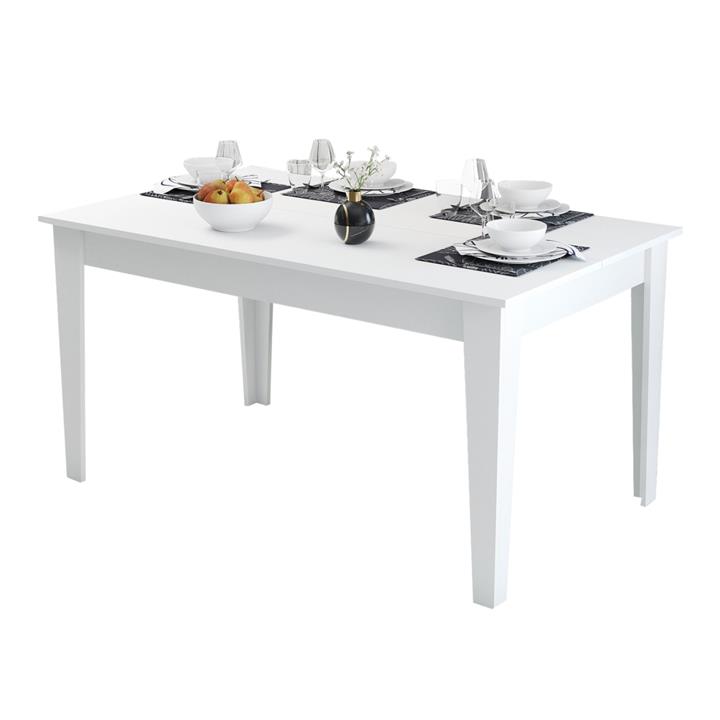 DINING TABLE HM9507.06 MELAMINE WΗΙΤΕ WITH STORAGE SPACE 145x88x75Hcm.