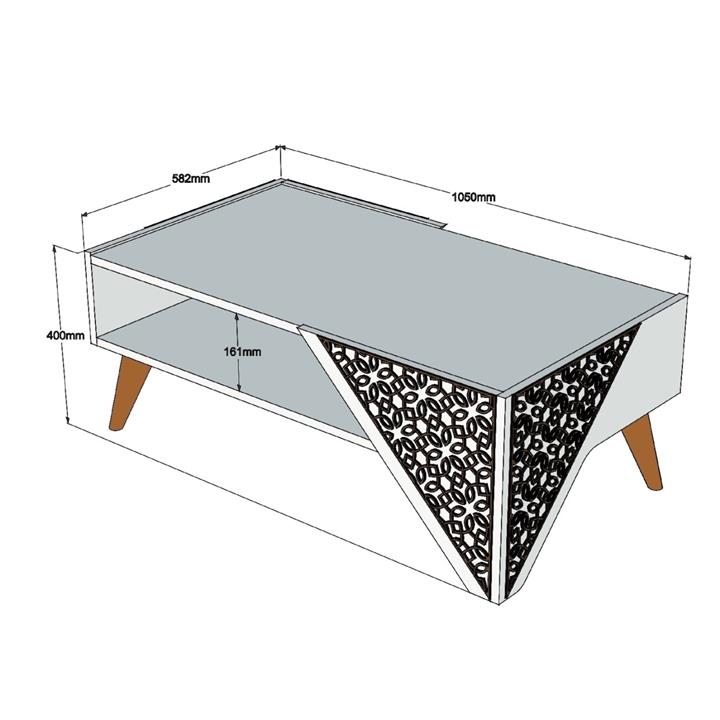 COFFEE TABLE MELAMINE HM9498.01 IN NATURAL OAK-CNC RELIEF CORNERS 105x58x40Hcm.