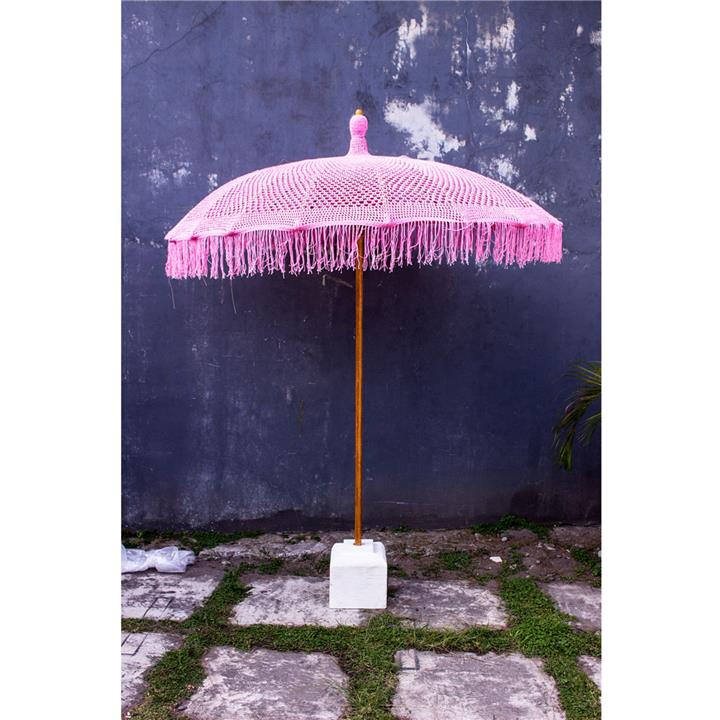 UMBRELLA LUX HM6035.04 PINK MACRAME TEAK AND BAMBOO Φ200X250