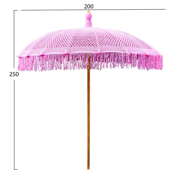 UMBRELLA LUX HM6035.04 PINK MACRAME TEAK AND BAMBOO Φ200X250