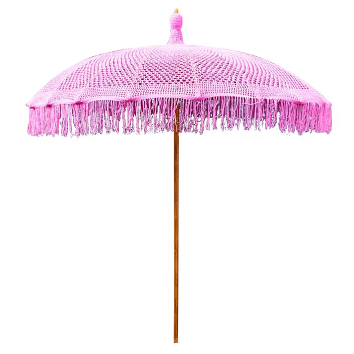 UMBRELLA LUX HM6035.04 PINK MACRAME TEAK AND BAMBOO Φ200X250