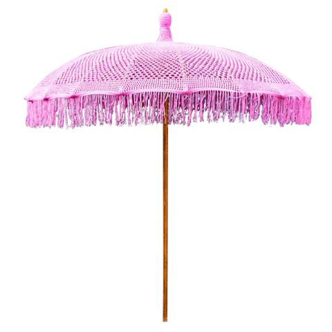 UMBRELLA LUX HM6035.04 PINK MACRAME TEAK AND BAMBOO Φ200X250