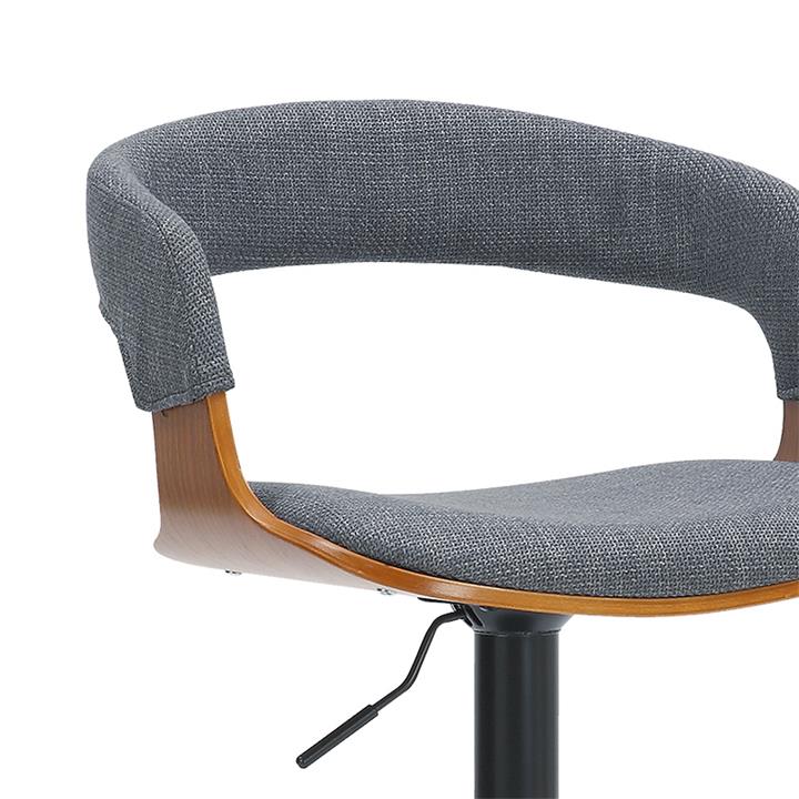 Bar stool Zero pakoworld folding gray fabric-wood walnut-metal black