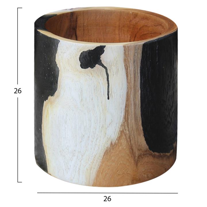 TABLE DECOR VAZE CYLINDRICAL TEAK WOOD Φ26x26Hcm.HM7727