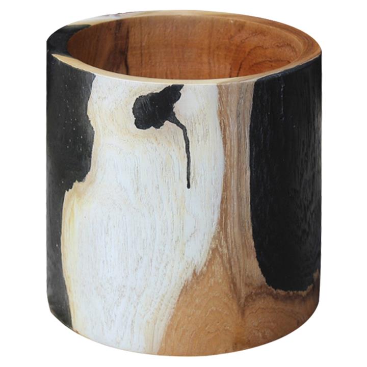 TABLE DECOR VAZE CYLINDRICAL TEAK WOOD Φ26x26Hcm.HM7727