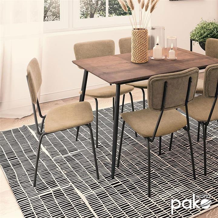 Καρέκλα Tania pakoworld ύφασμα μπεζ antique-μαύρο πόδι