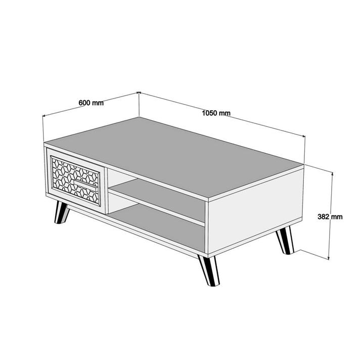 COFFEE TABLE MELAMINE IN WALNUT COLOR WITH WHITE CABINET DOOR HM9497.03 105x60x38,2Hcm.