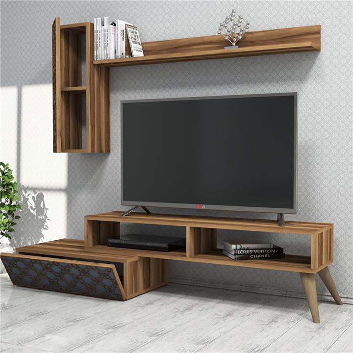 LIVING ROOM COMPOSITION HM11850.04 2PCS MELAMINE IN WALNUT-BLUE
