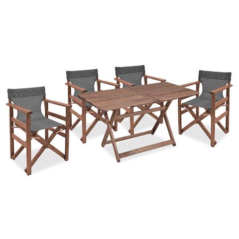 Garden dining Retto set 5 pcs solid beech wood walnut-dark grey 120x75x71cm
