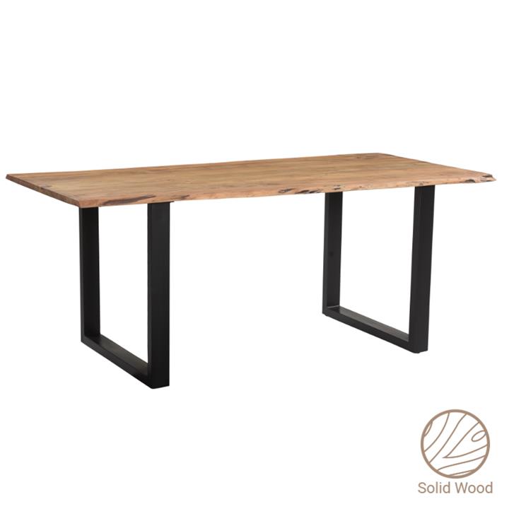 Adorn pakoworld table solid pine wood walnut-leg black 200x100x75.6cm