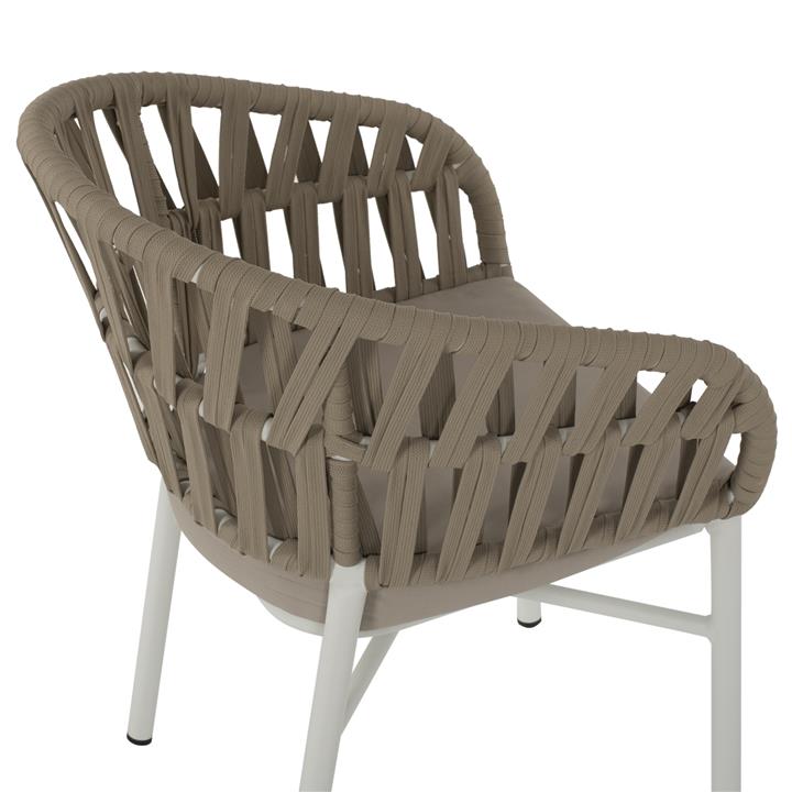 ARMCHAIR ALUMINUM WHITE WITH BEIGE ROPE 58x57x78Η cm.HM5857.02