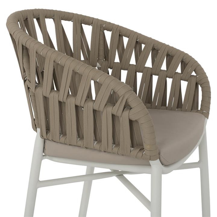 ARMCHAIR ALUMINUM WHITE WITH BEIGE ROPE 58x57x78Η cm.HM5857.02
