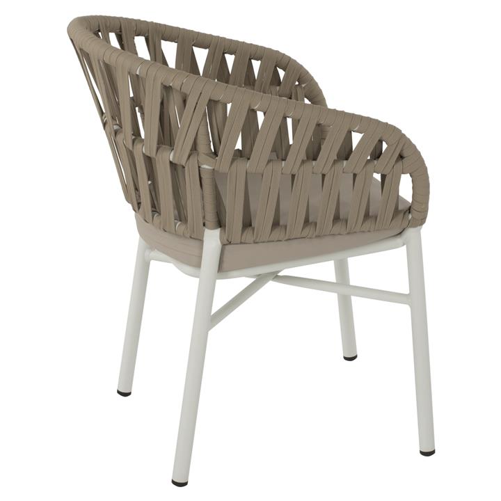 ARMCHAIR ALUMINUM WHITE WITH BEIGE ROPE 58x57x78Η cm.HM5857.02