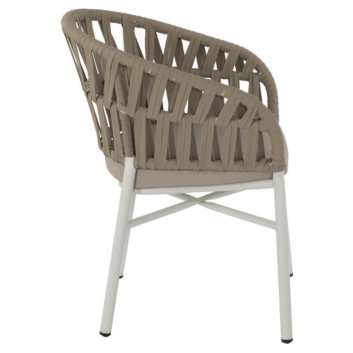 ARMCHAIR ALUMINUM WHITE WITH BEIGE ROPE 58x57x78Η cm.HM5857.02