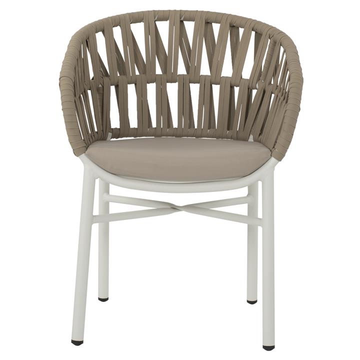 ARMCHAIR ALUMINUM WHITE WITH BEIGE ROPE 58x57x78Η cm.HM5857.02