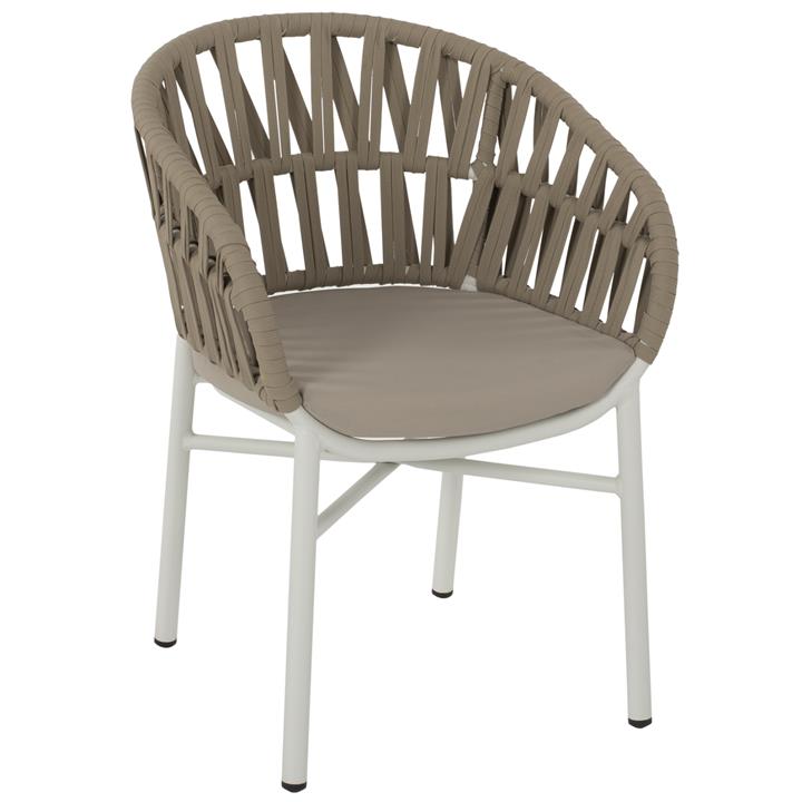 ARMCHAIR ALUMINUM WHITE WITH BEIGE ROPE 58x57x78Η cm.HM5857.02
