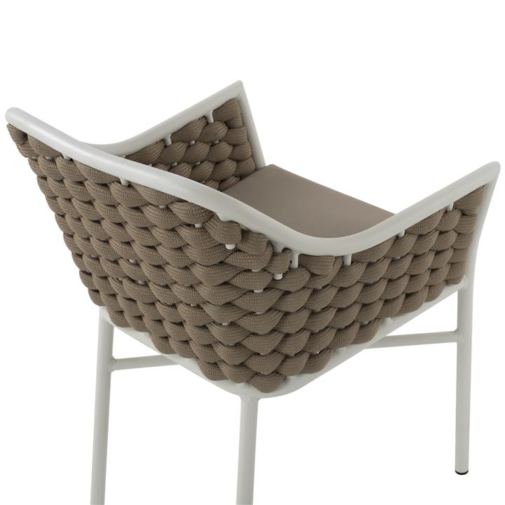 ARMCHAIR ALUMINUM HM5858.02 WHITE WITH BEIGE ROPE