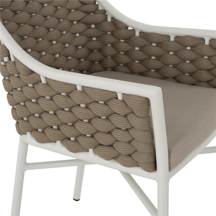 ARMCHAIR ALUMINUM HM5858.02 WHITE WITH BEIGE ROPE