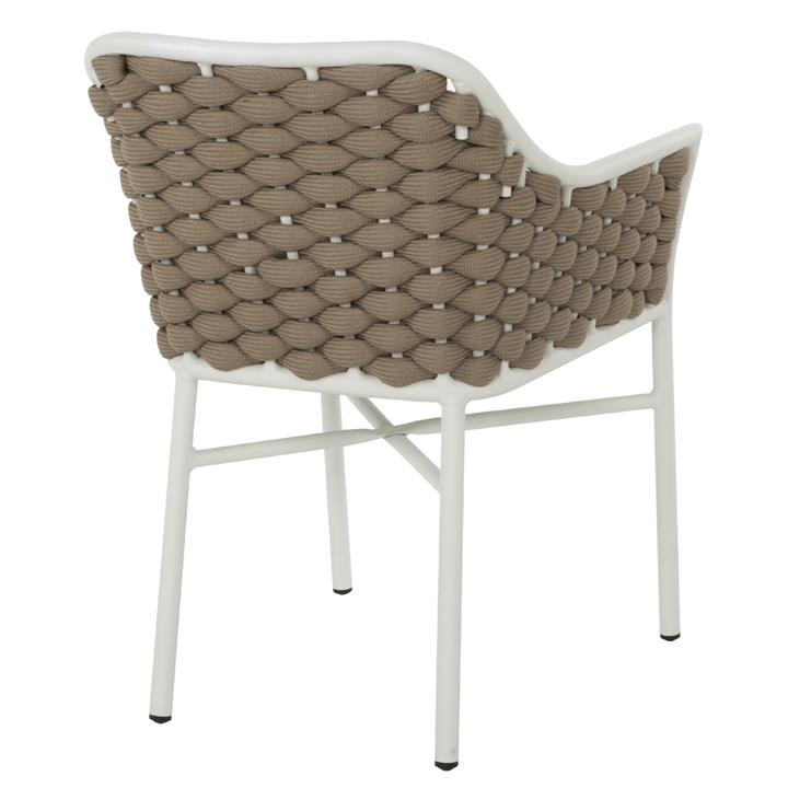 ARMCHAIR ALUMINUM HM5858.02 WHITE WITH BEIGE ROPE